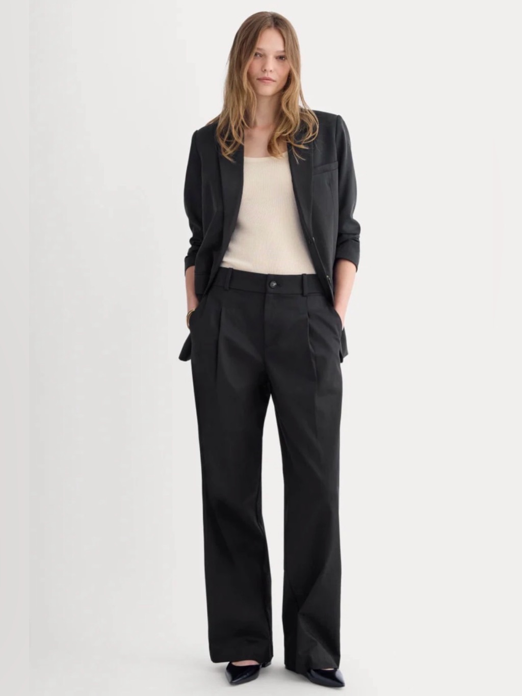 New Everlane Wide-Leg Trouser In Buttersmooth Black Size 10l
